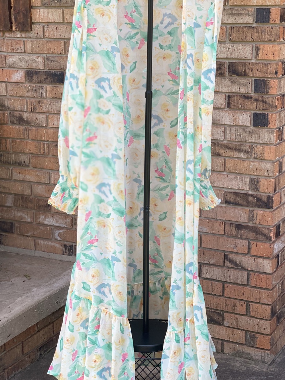 Entro Watercolor Floral Maxi Duster Kimono Cardigan Size Large